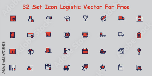 Logistics icon set. Containing distribution, shipping, transportation, delivery, cargo, freight, route planning, supply chain, export and import icons. Solid icon collection.