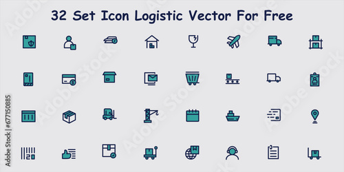 Logistics icon set. Containing distribution, shipping, transportation, delivery, cargo, freight, route planning, supply chain, export and import icons. Solid icon collection.