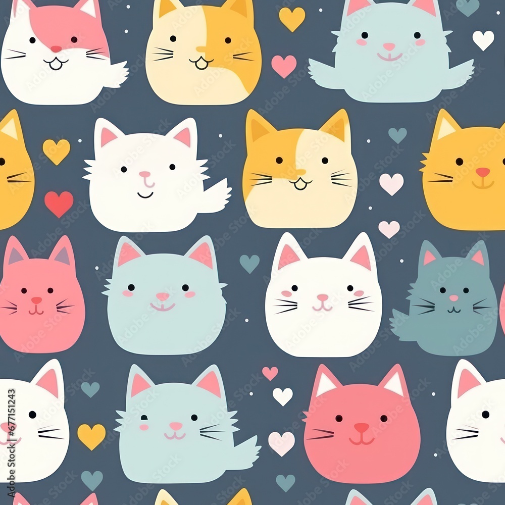 Cute Cat Seamless Pattern