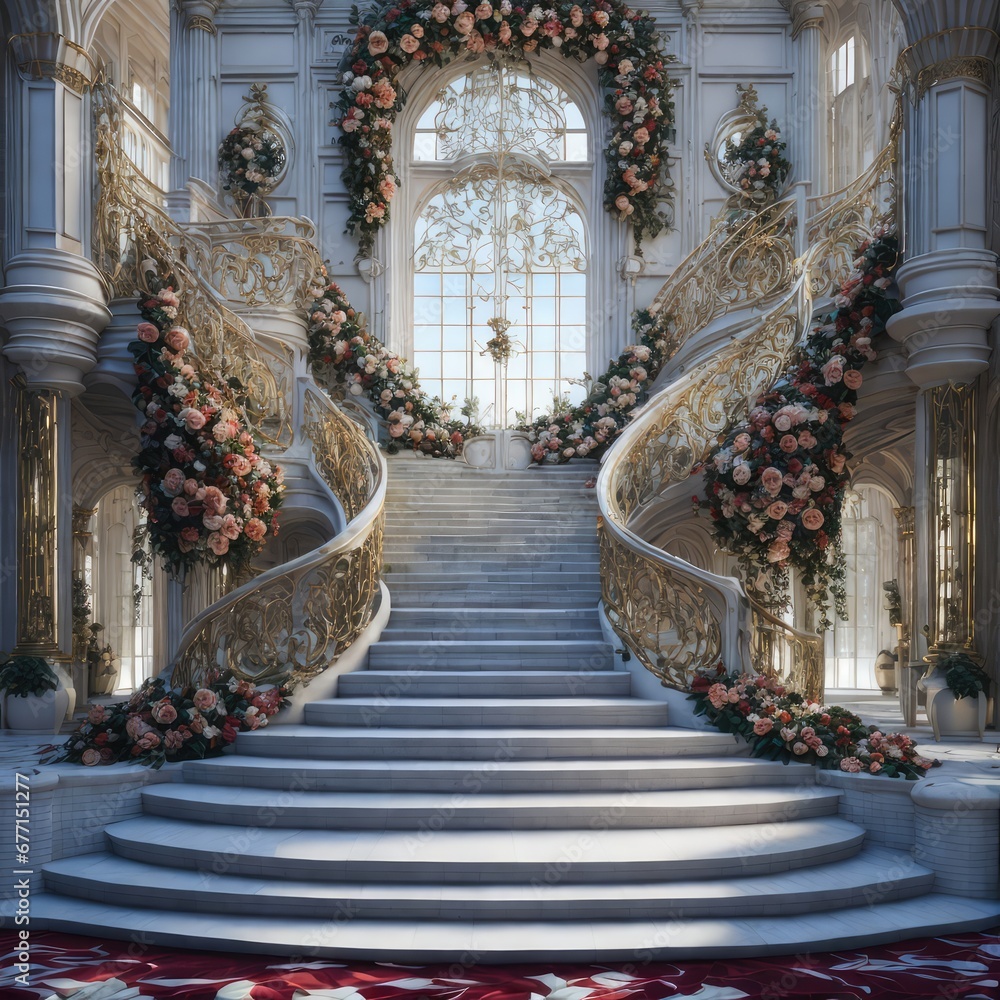 Palace Staircase Wedding Digital Backdrop