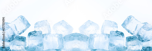 ice cubes isolated white background,Realistic frozen ice cubes and water wave splashes, kitchen skinali panel background. Ice cubes whirl in liquid blue clear aqua wave, 