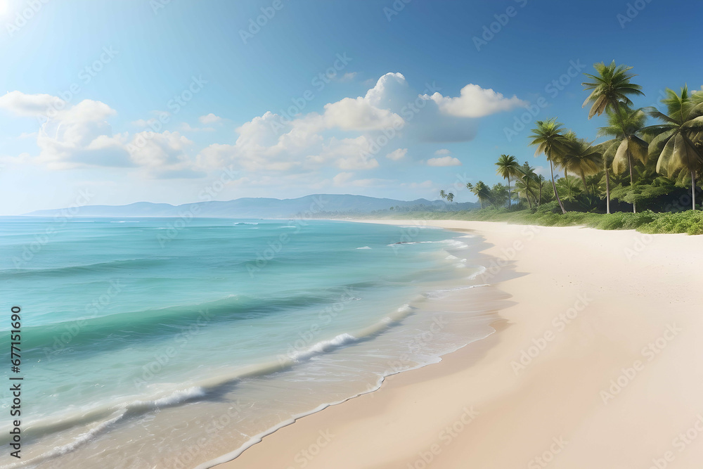 Fototapeta premium Beach with clouds and palm trees