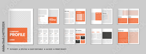 Company profile, multipage flyer brochure, 16 pages portfolio magazine, annual report, catalog and a4 multipage template design