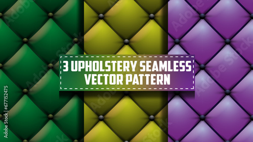 Luxurious Green Yellow & purple upholstery seamless pattern. Upholstery Seamless Vector Pattern