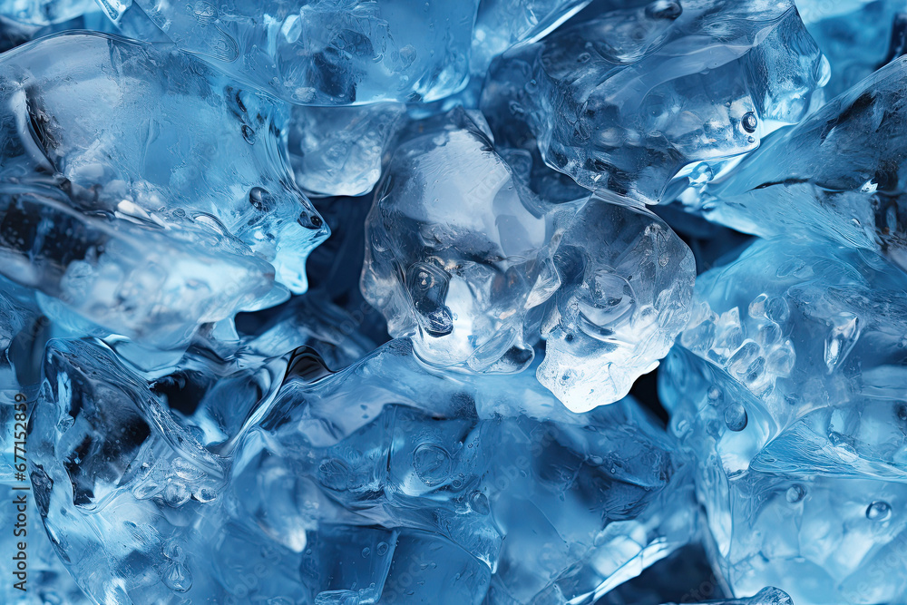 seamless pattern with cracked texture of blue ice in winter on frozen background with cracks