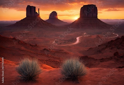 Pinnacle Perfection: Arizona's Monument Valley Sunrise.