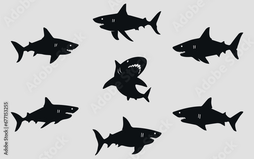 black shark icons on a gray background