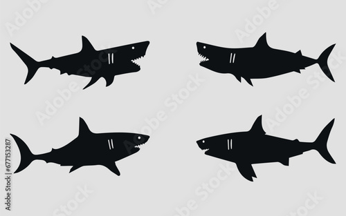 black shark icons on a gray background