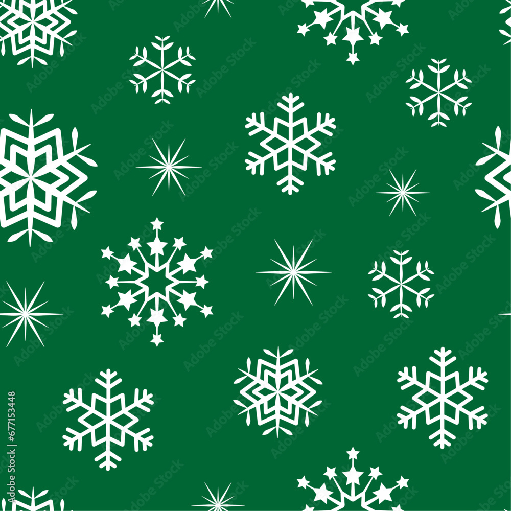 winter pattern with snowflakes on a green background, vector graphics winter pattern with snowflakes on a green background, vector graphics