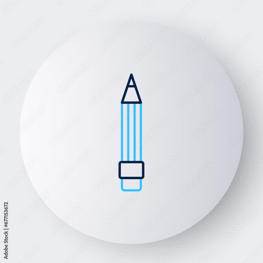 Line Pencil with eraser icon isolated on white background. Drawing and educational tools. School office symbol. Colorful outline concept. Vector Line Pencil with eraser icon isolated on white background. Drawing and educational tools. School office symbol. Colorful outline concept. Vector