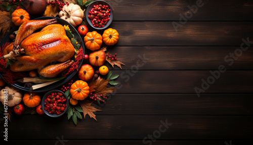 Thanksgiving Creative Illustration for your website banner with Turkey, Autumn Colors, copy space, colorful background, minimalist, warm and cozy, Celebrate the Fall Season with Gratitude