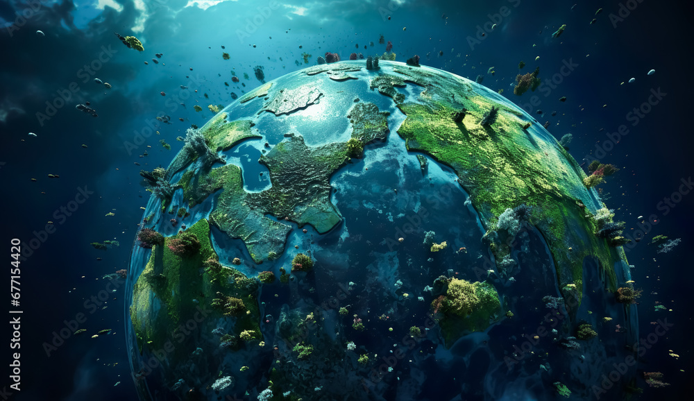 Fototapeta premium Save the world and environment concepts.earth day and network organization.ecology of life plant and animal.green and clean energy.