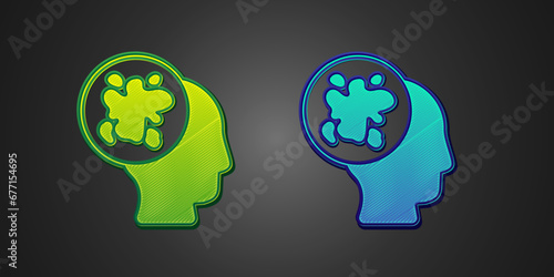 Green and blue Paint spray icon isolated on black background. Vector