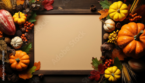 Thanksgiving Creative Illustration for your website banner with Turkey  Autumn Colors  copy space  colorful background  minimalist  warm and cozy  Celebrate the Fall Season with Gratitude