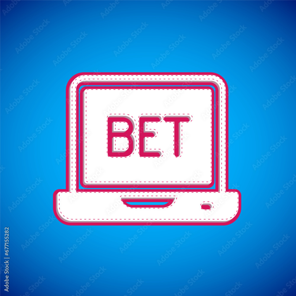 White Online sports betting icon isolated on blue background. Sport bet bookmaker. Betting online make money. Vector