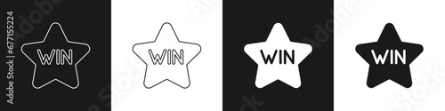 Set Casino win icon isolated on black and white background. Vector