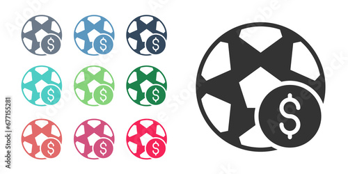 Black Soccer football betting money icon isolated on white background. Football bet bookmaker. Soccer betting online make money. Set icons colorful. Vector