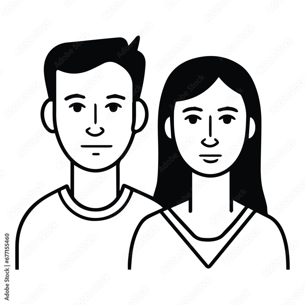 Young Man And Woman Couple Flat Icon Isolated On White Background Young Man And Woman Couple Flat Icon Isolated On White Background