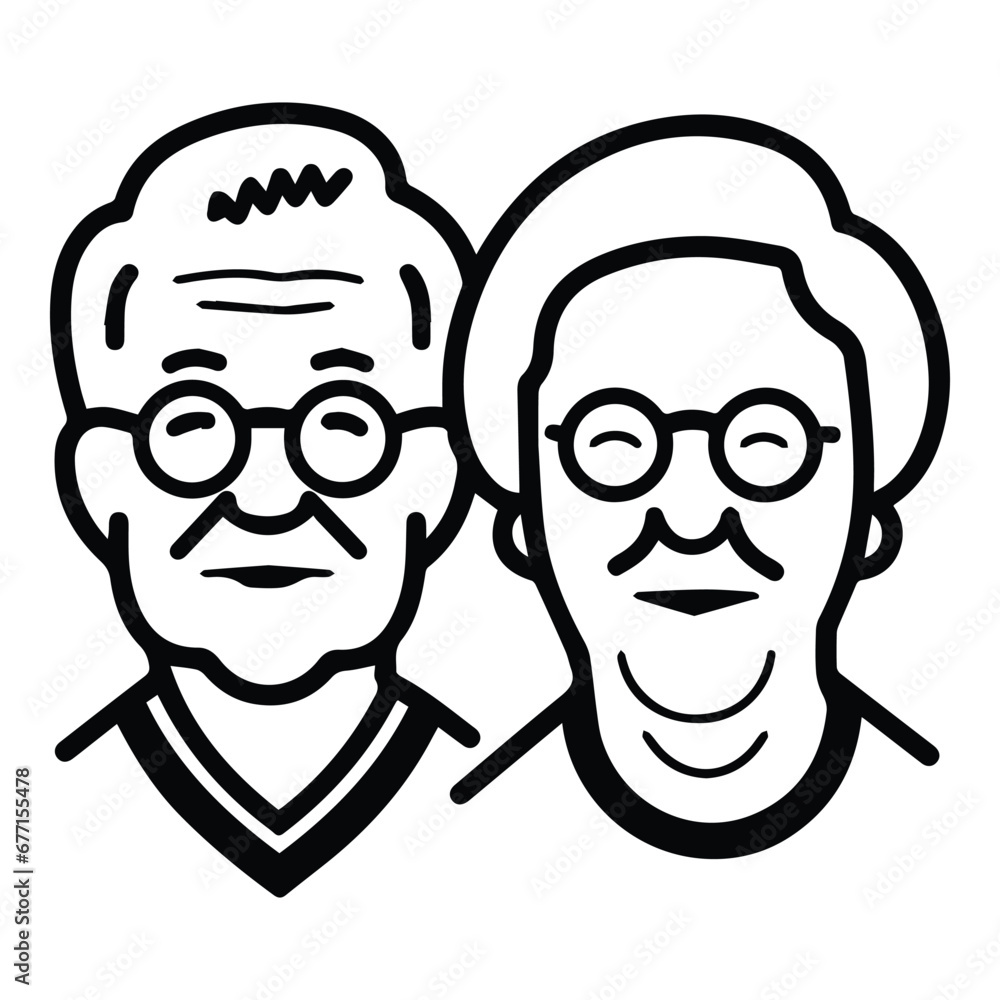 Old Man And Woman Couple Flat Icon Isolated On White Background Old Man And Woman Couple Flat Icon Isolated On White Background