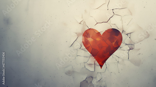 Embracing the Pain: Moving On from Love Loss,Broken heart symbolising with love failure Generative AI
 photo