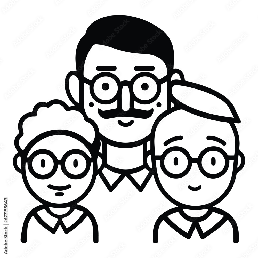 Father With Kids Flat Icon Isolated On White Background Father With Kids Flat Icon Isolated On White Background