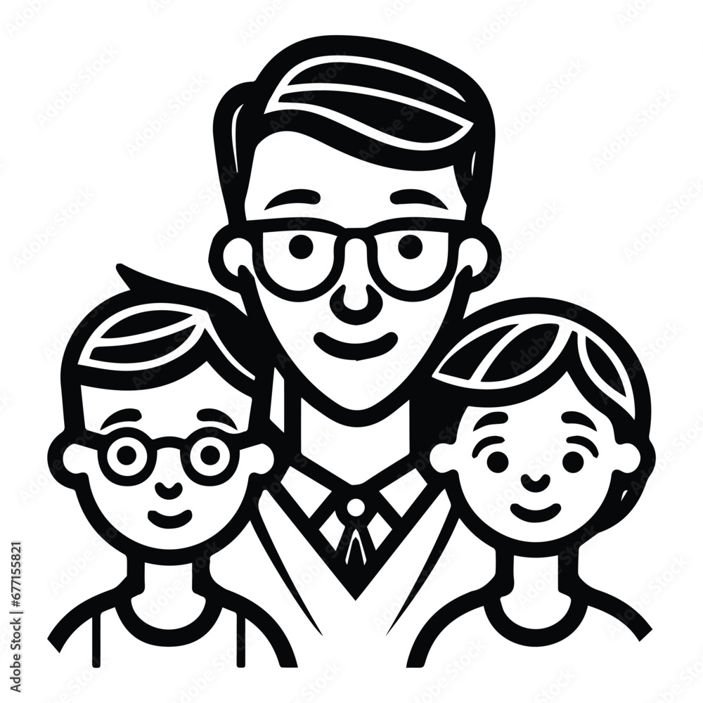 Father With Kids Flat Icon Isolated On White Background Father With Kids Flat Icon Isolated On White Background