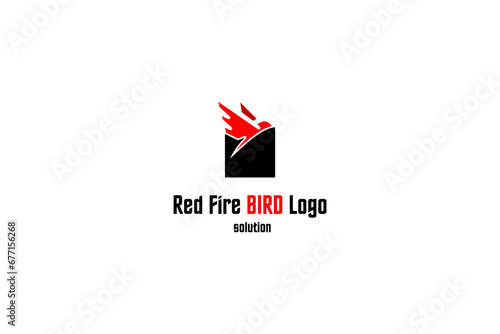 Template logo design solution with fire bird simple original image