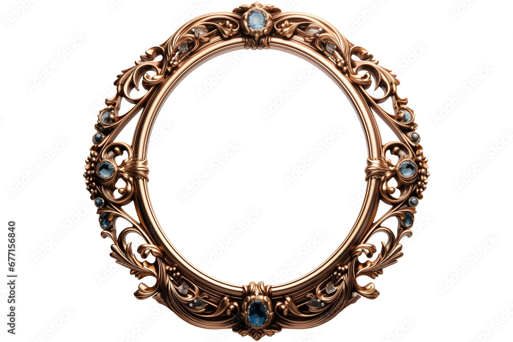 round photo frame isolated over transparent background Baroque ...