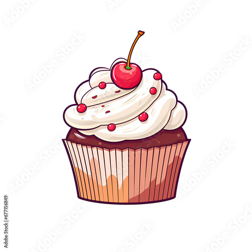 A Flat cupcake with a cherry inside