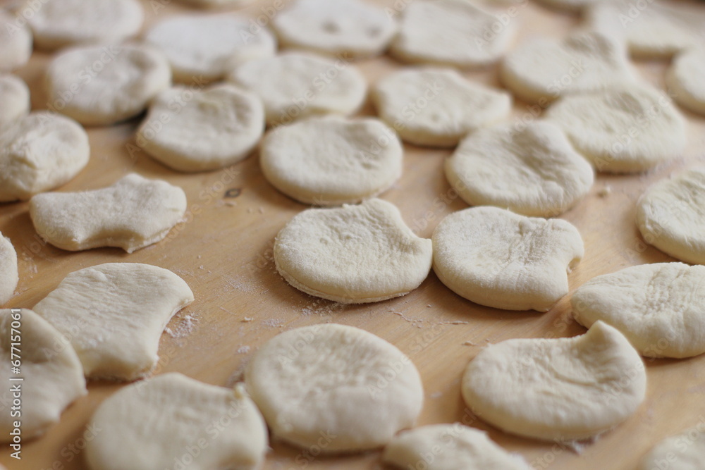 Preparing the dough for creating dumplings
