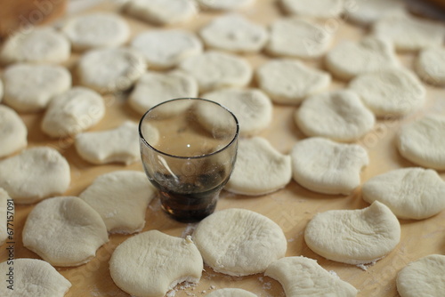 Preparing the dough for creating dumplings