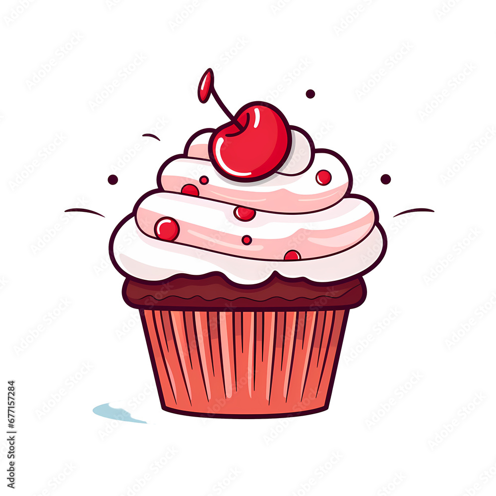 A Flat cupcake with a cherry inside A Flat cupcake with a cherry inside