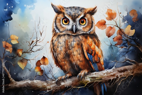 owl on tree branch © Man888