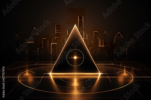 outline drawing wireframe Gold and green Abstract Geometry.