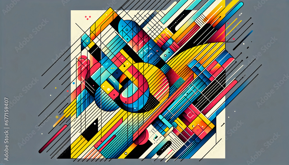 Fototapeta premium abstract geometric composition colorful artwork background