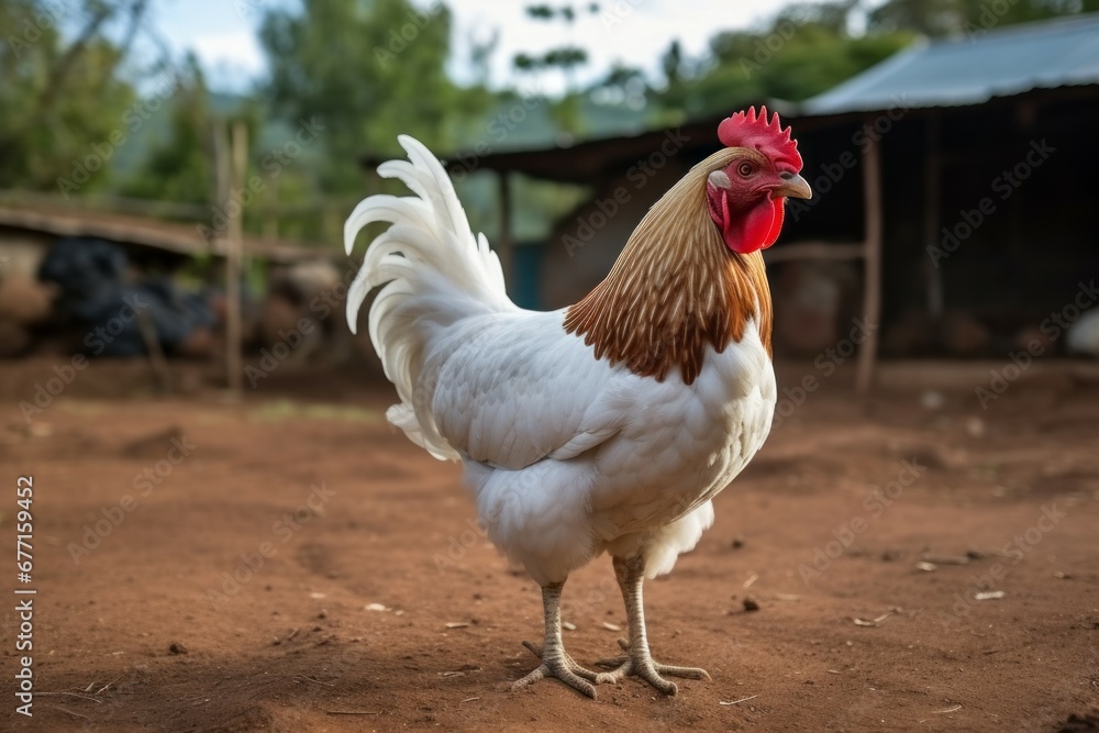 Fototapeta premium A chicken on a farm