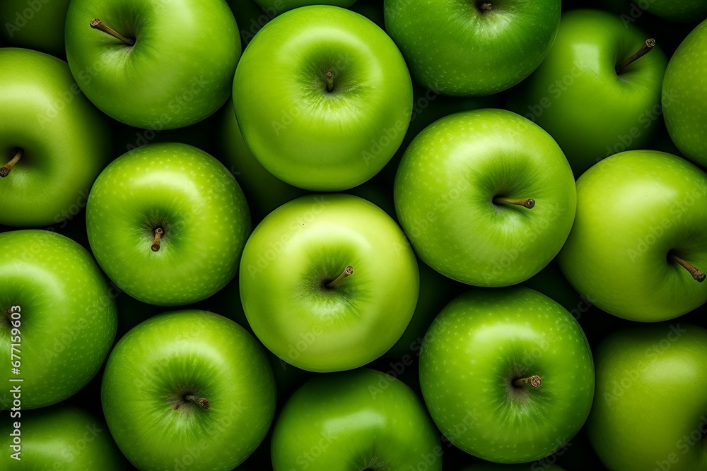 Bunch of green apples top view Bunch of green apples top view