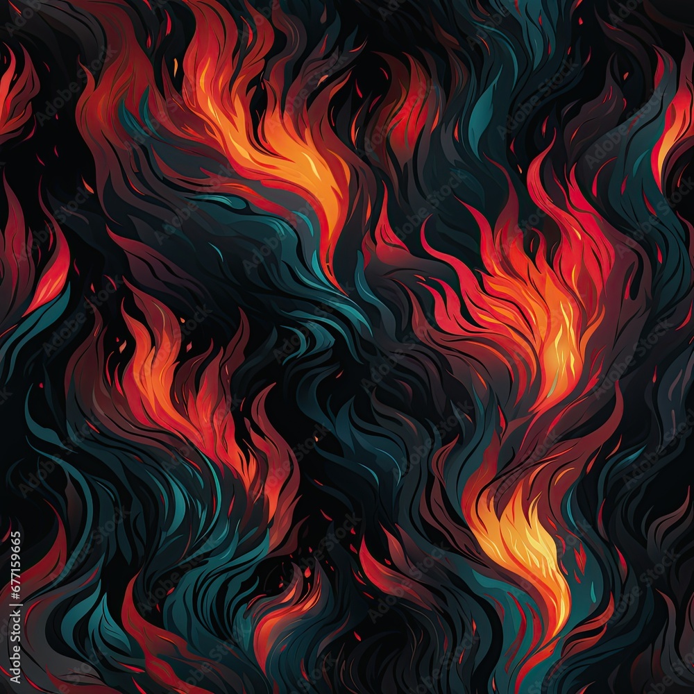 seamless pattern with red flame of burn fire on black background seamless pattern with red flame of burn fire on black background