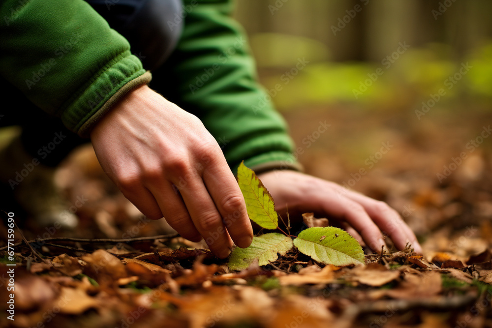 A close-up of a person practicing 