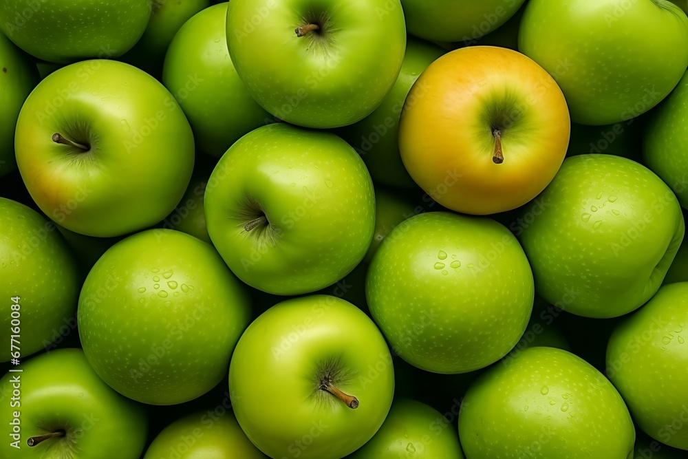 Bunch of green apples top view Bunch of green apples top view