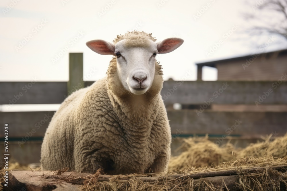 Obraz premium A Sheep on a farm