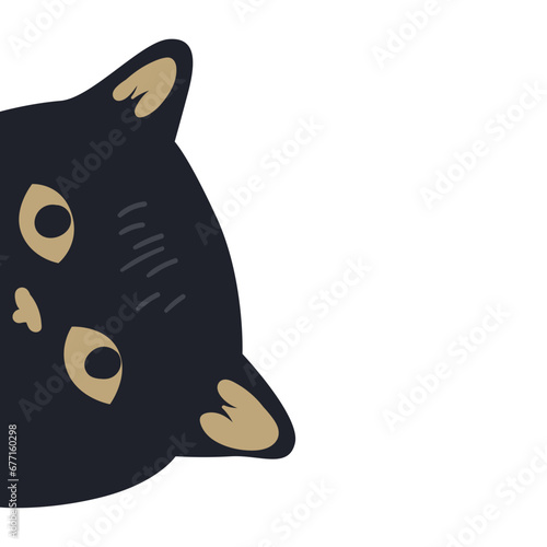Black Cat Peeking Around The Corner
