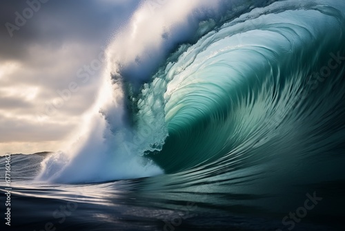 A single wave is forming in the ocean