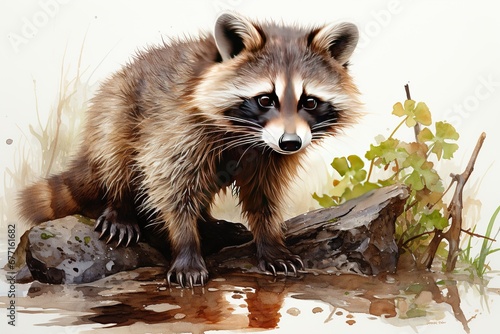 Radiant Raccoon Clipart Watercolor Painting