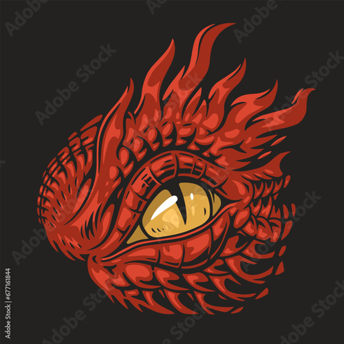 Red dragon eye colorful sticker