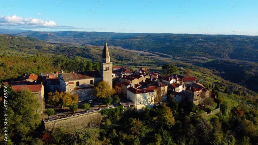 Grožnjan, Istria, aerial view, Croatia Grožnjan, Istria, aerial view, Croatia