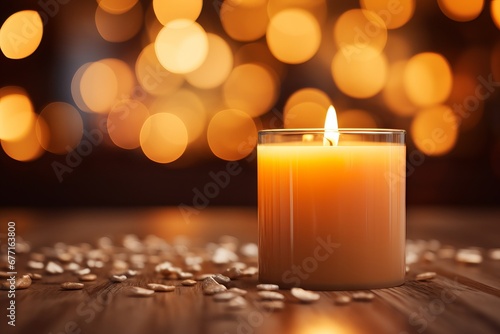 Aesthetic candles with a bokeh background