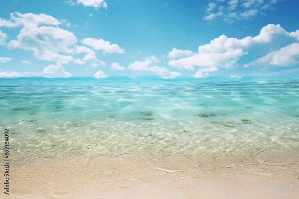 Obraz premium Beautiful sandy beach with blue sky background