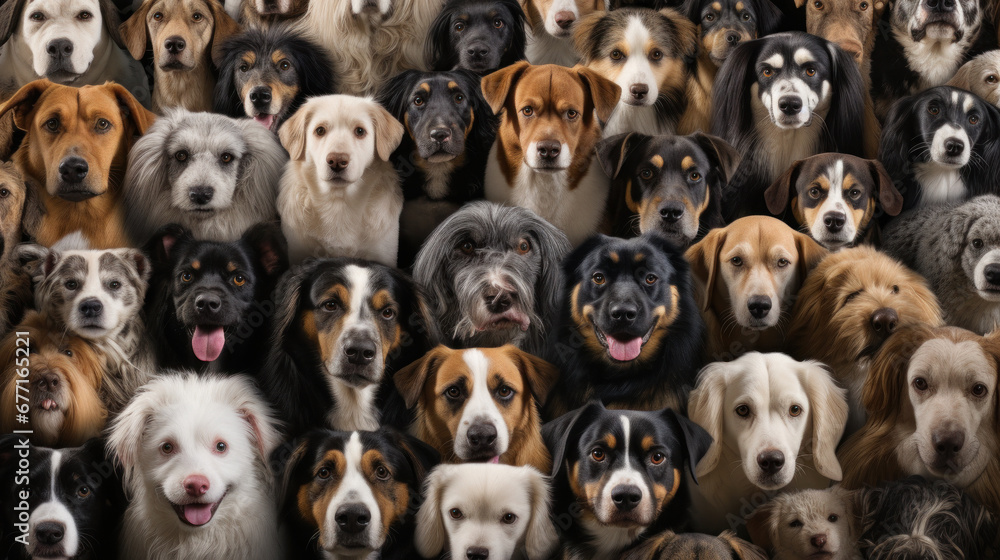 crowded picture of different dogs created with Generative AI technology crowded picture of different dogs created with Generative AI technology