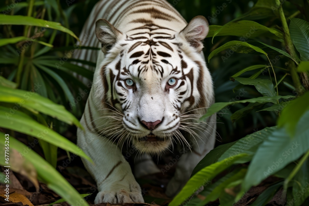Fototapeta premium a white tiger in the wild